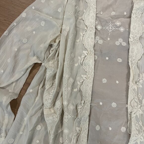 Johnny Was White Embroidered Cardigan Kimono Size Medium - Picture 5 of 7